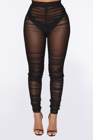 Mesh shop ruched pants